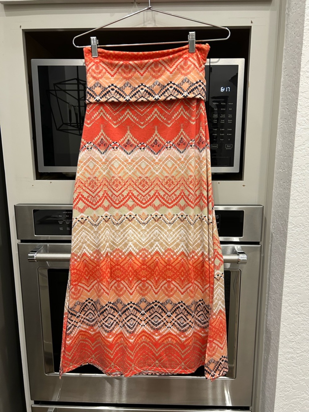 Women's Orange Patterned Maxi Skirt
